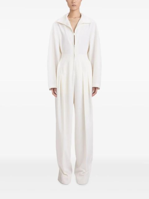 Victoria Beckham pleated tab-detail jumpsuit - Neutrals