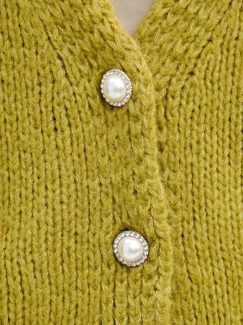 Haveone kardigan z domieszką wełny damski kolor zielony lekki JIT-P021