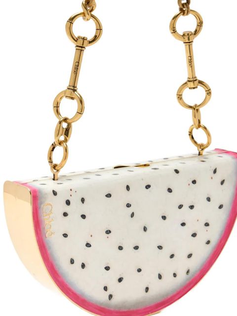 Chloé dragon-fruit chain-link clutch bag - White
