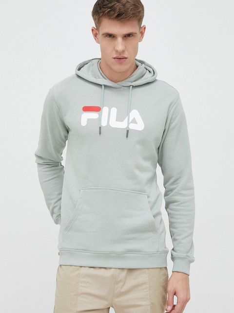 Fila bluza Barumini kolor szary z kapturem z nadrukiem FAU0068