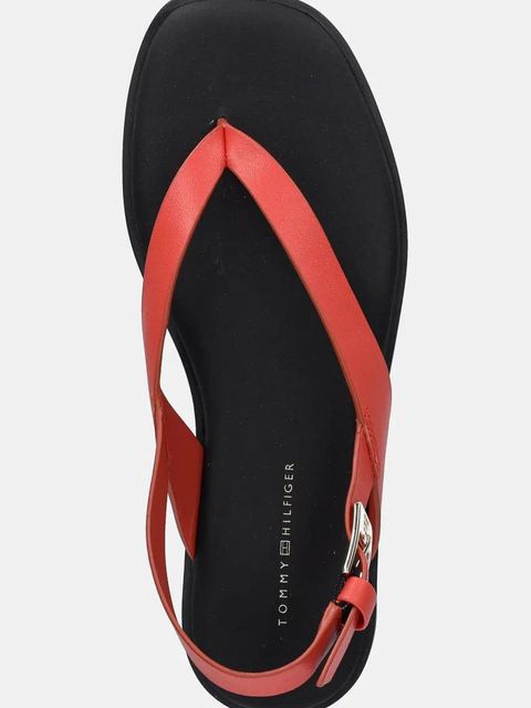 Tommy Hilfiger sandały skórzane COLOR BLOCK THONG FLAT SANDAL damskie kolor czerwony FW0FW08883