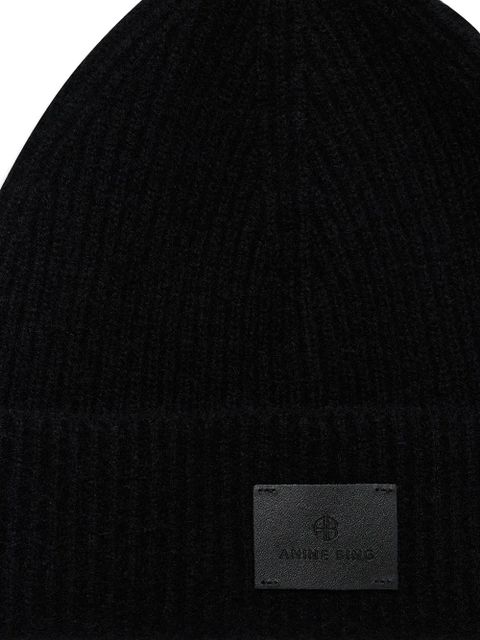 ANINE BING Carley ribbed beanie hat - Black