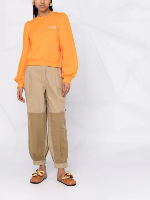 GANNI puff-shoulder sweatshirt - Orange