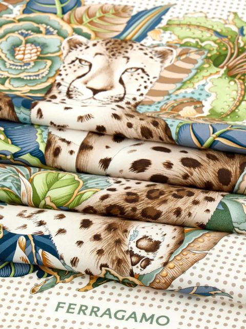 Ferragamo Cheetah-print silk scarf - Neutrals
