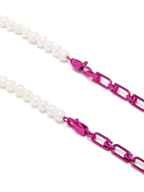 EÉRA 18kt white gold enamel and pearl necklace