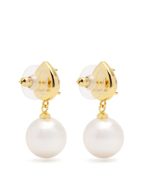 Self-Portrait faux pearl embellished earrings - Gold - zdjęcie produktu nr 2