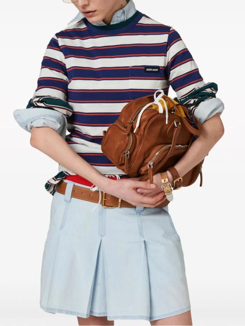 Miu Miu low-rise pleated chambray skirt - Blue