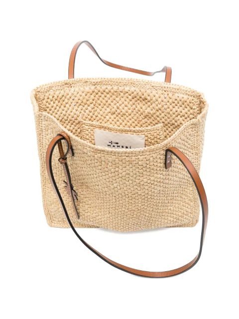 Manebi Inez raffia charm-detail shoulder bag - Neutrals