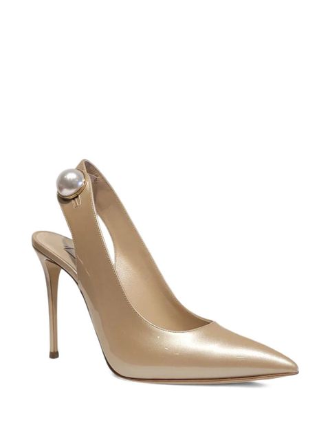 Casadei 100mm embellished sling-back pumps - Gold