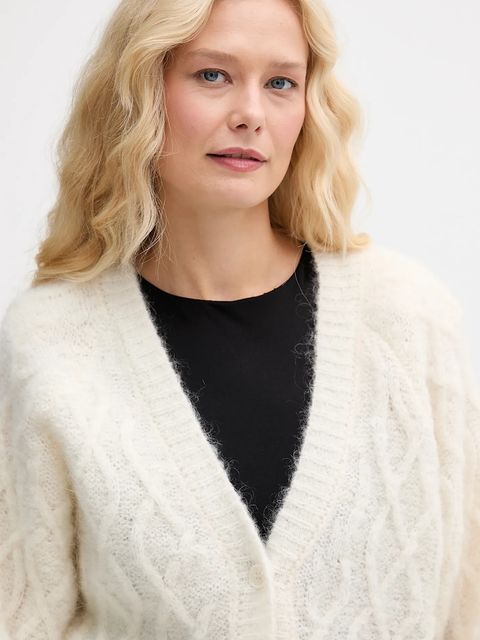 Rotate kardigan z dodatkiem wełny damski kolor beżowy 1154592344