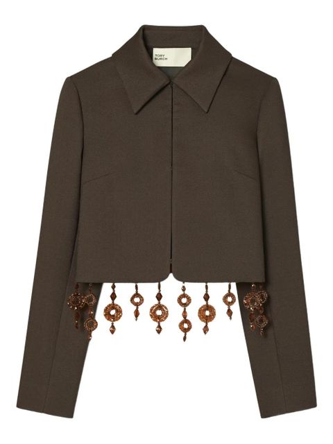 Tory Burch beaded crepe jacket - Brown - zdjęcie produktu nr 1