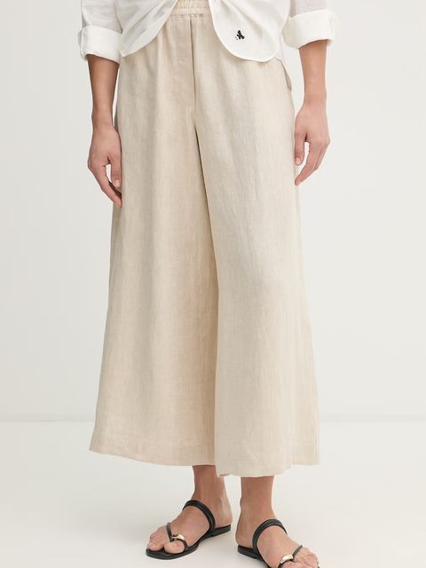 Weekend Max Mara spodnie wide leg damskie lniane FELINO - zdjęcie produktu nr 2
