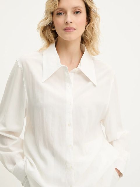 Answear.LAB koszula damska kolor biały relaxed z kołnierzykiem klasycznym