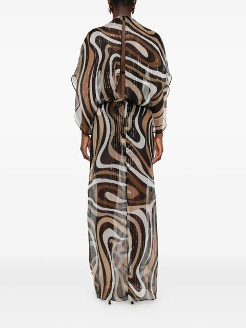PUCCI puffy-sleeve maxi dress - Brown