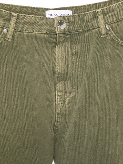 PINKO Bull acid-wash raw-cut shorts - Green