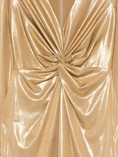 Lauren Ralph Lauren knot-detail long-sleeve dress - Gold
