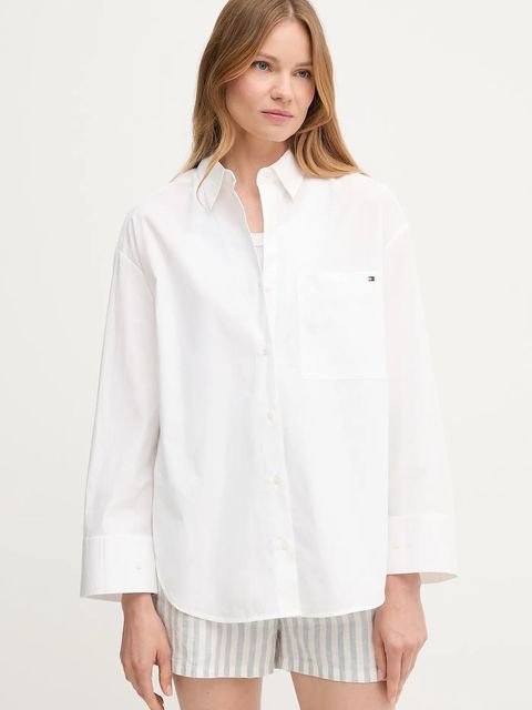 Tommy Hilfiger koszula bawełniana damska kolor biały relaxed z kołnierzykiem klasycznym WW0WW45892 - zdjęcie produktu nr 1
