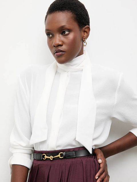 Answear.LAB koszula damska kolor biały relaxed z wiązanym dekoltem - zdjęcie produktu nr 1