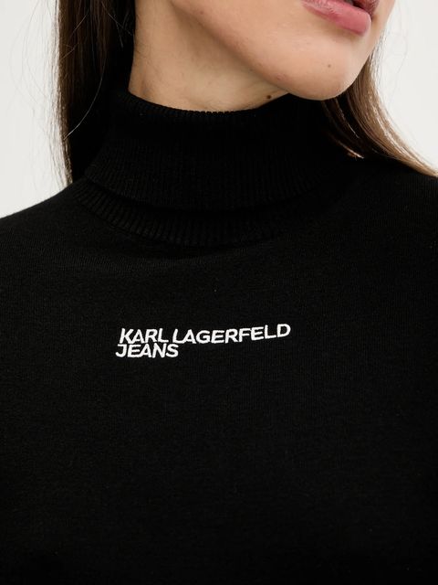 Karl Lagerfeld Jeans sweter damski kolor czarny lekki z golfem A3W18007