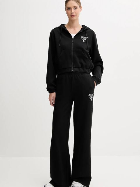 Guess bluza ROBERTA damska kolor czarny z kapturem z aplikacją V5RQ20 KC3D2 - zdjęcie produktu nr 2