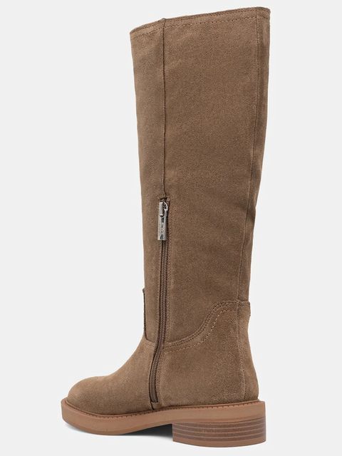 Steve Madden kozaki zamszowe La Rue damskie kolor beżowy na płaskim obcasie 11004871