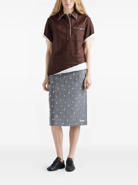 Prada patch-pocket raw-cut polo top - Brown - zdjęcie produktu nr 2
