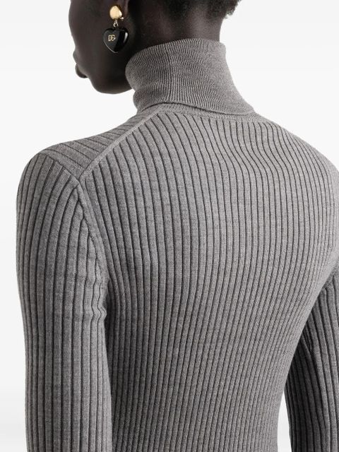 Dolce & Gabbana ribbed turtleneck mini dress - Grey
