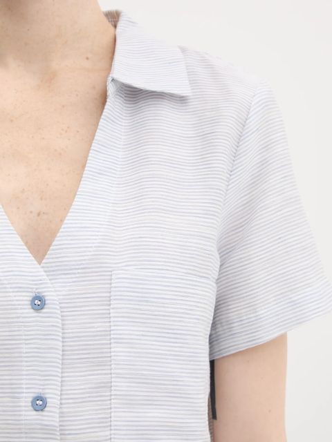 United Colors of Benetton koszula z domieszką lnu damska kolor niebieski regular z kołnierzykiem klasycznym 5YPVDQ0BX