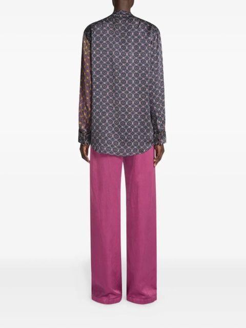 DRIES VAN NOTEN patterned pussy-bow blouse - Blue - zdjęcie produktu nr 2