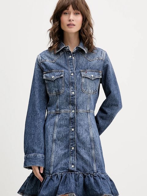 Tommy Jeans sukienka jeansowa kolor granatowy mini rozkloszowana DW0DW21635 - zdjęcie produktu nr 1