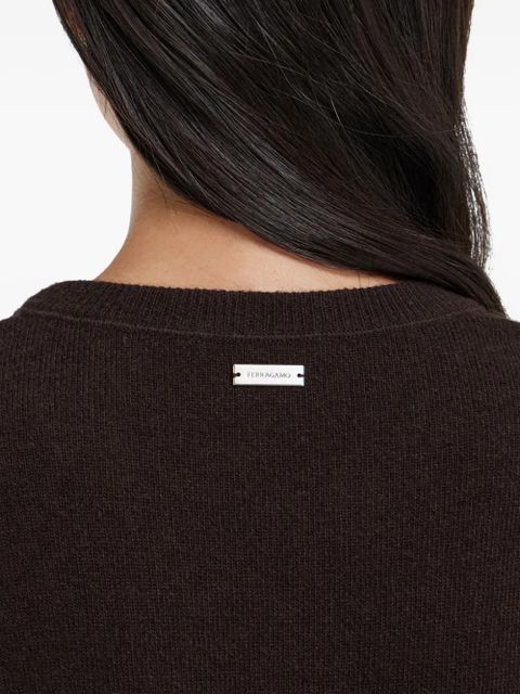 Ferragamo animal-print panelled sweater - Brown