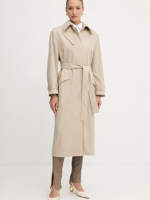 BOSS trencz wełniany damski kolor beżowy przejściowy 50543198 - zdjęcie produktu nr 1