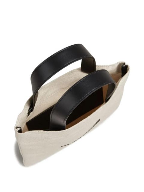 Jil Sander logo-printed leather-handles tote bag - Neutrals