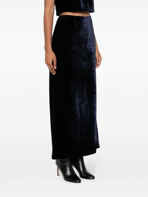 FENDI zip-embellished velvet maxi skirt - Blue