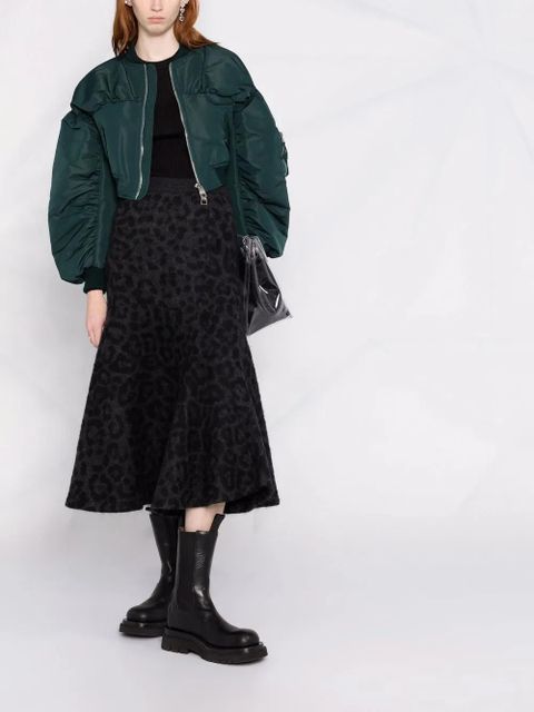 Valentino Garavani leopard pattern flared knitted skirt - Grey - zdjęcie produktu nr 2