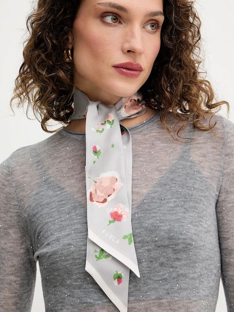 Furla apaszka jedwabna damski kolor szary wzorzysta WT00022.BX3856.3389S - zdjęcie produktu nr 1