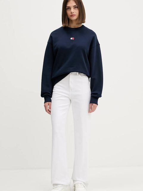 Tommy Jeans bluza bawełniana damska kolor granatowy z aplikacją DW0DW17325