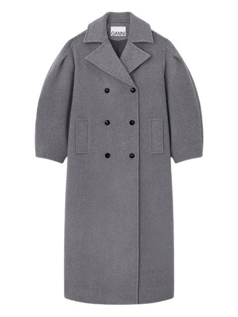 GANNI balloon-sleeves double-breasted coat - Grey - zdjęcie produktu nr 1