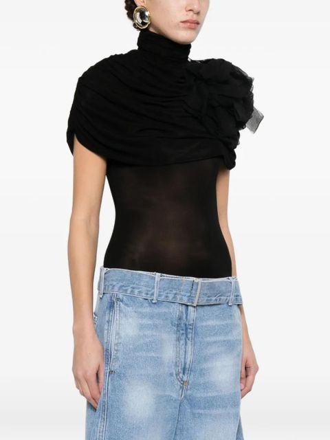 Magda Butrym flower-embellishment bodysuit - Black