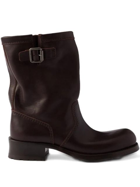 Prada 40mm logo-buckle leather boots - Brown - zdjęcie produktu nr 1