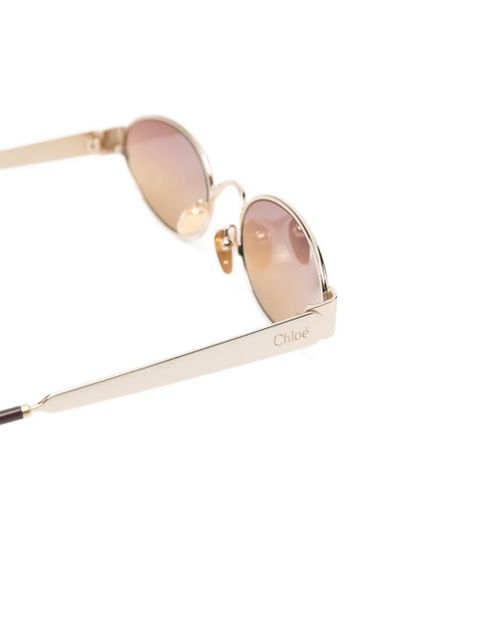 Chloé golden oval-frame sunglasses