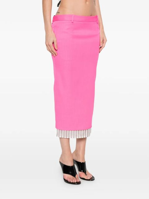 The Attico striped-trim midi skirt - Pink
