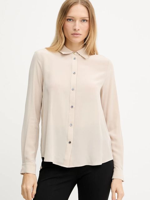 Pinko koszula jedwabna damska kolor beżowy regular z kołnierzykiem klasycznym 105593 A2T7 - zdjęcie produktu nr 1