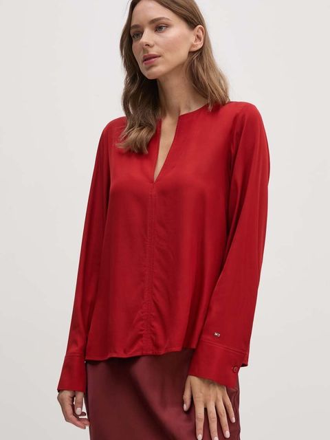 Tommy Hilfiger bluzka damska kolor bordowy gładka WW0WW43364