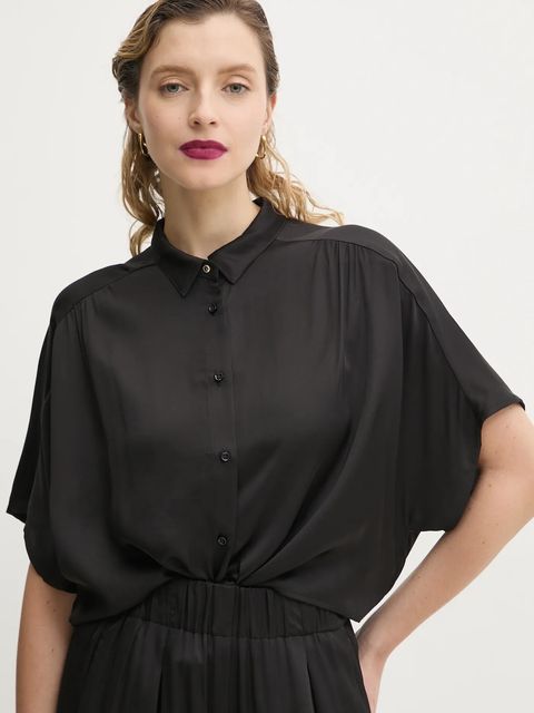 Sessun koszula damska kolor czarny relaxed z kołnierzykiem klasycznym 24210034 - zdjęcie produktu nr 1