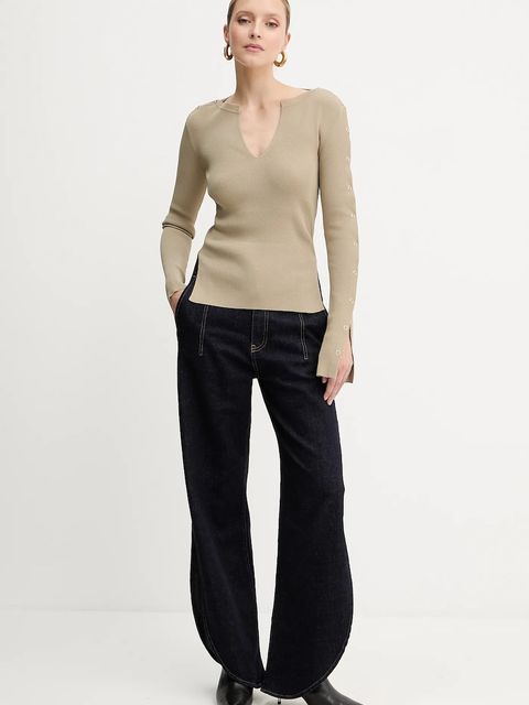 Patrizia Pepe sweter damski kolor beżowy 8K0328 K280 - zdjęcie produktu nr 2