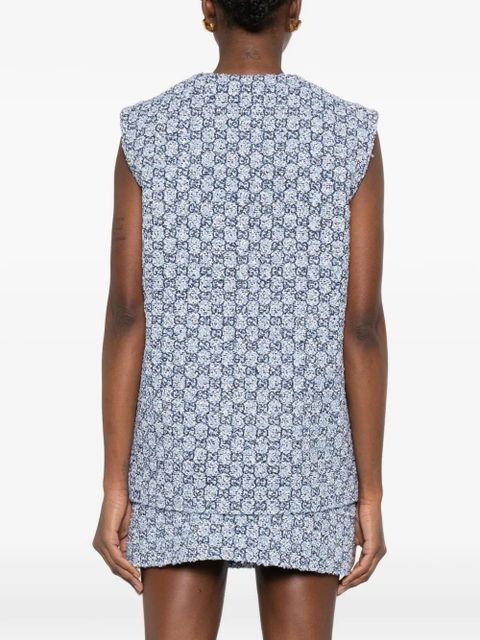 Gucci GG-embroidered buttoned gilet - Blue