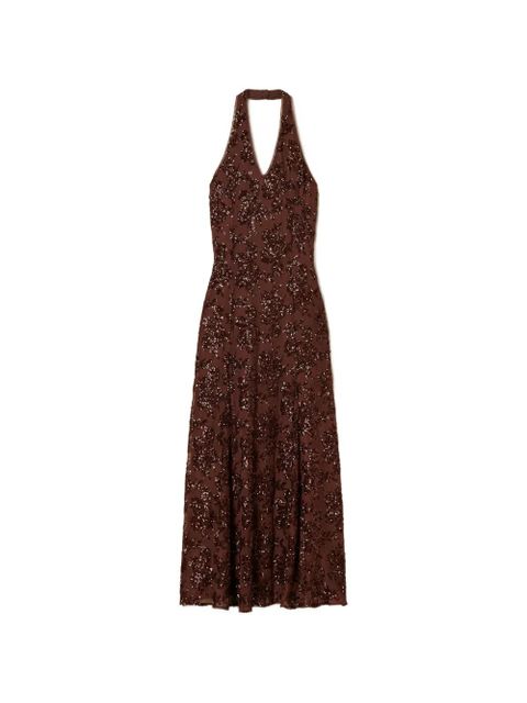 TWINSET sequinned halterneck dress - Brown - zdjęcie produktu nr 1