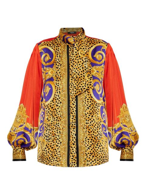 Versace baroque-print puff-sleeve top - Yellow - zdjęcie produktu nr 1