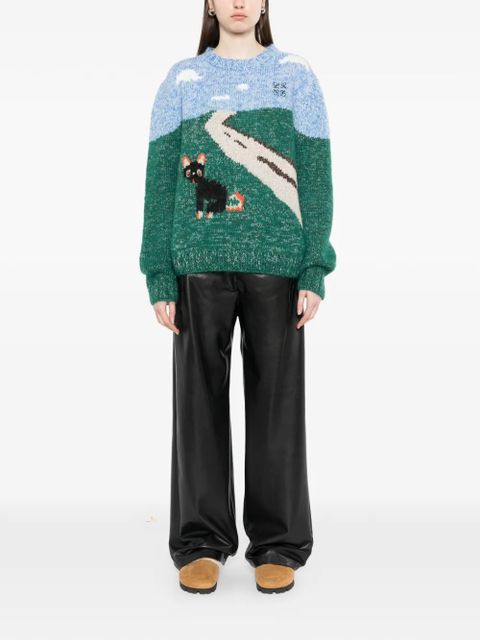 LOEWE x Louis Wain landscape-intarsia sweater - Green - zdjęcie produktu nr 2